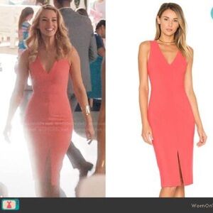 Likely Coral V-Neck Midi Dress